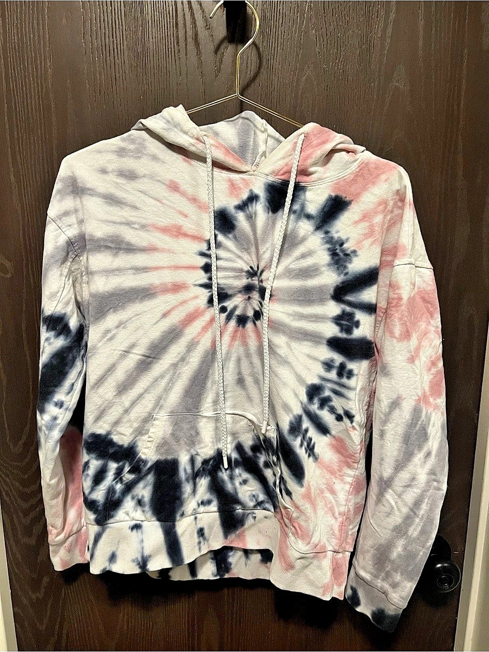 Miss Chevious Tie-Dye Hoodie Pink & Blue Size Small